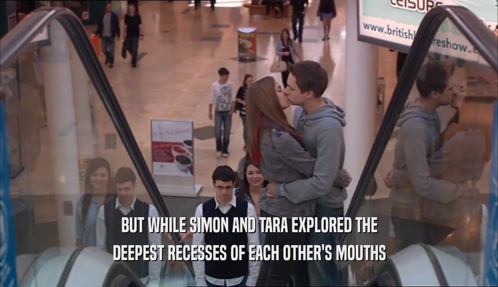 BUT WHILE SIMON AND TARA EXPLORED THE DEEPEST RECESSES OF EACH OTHER'S MOUTHS 