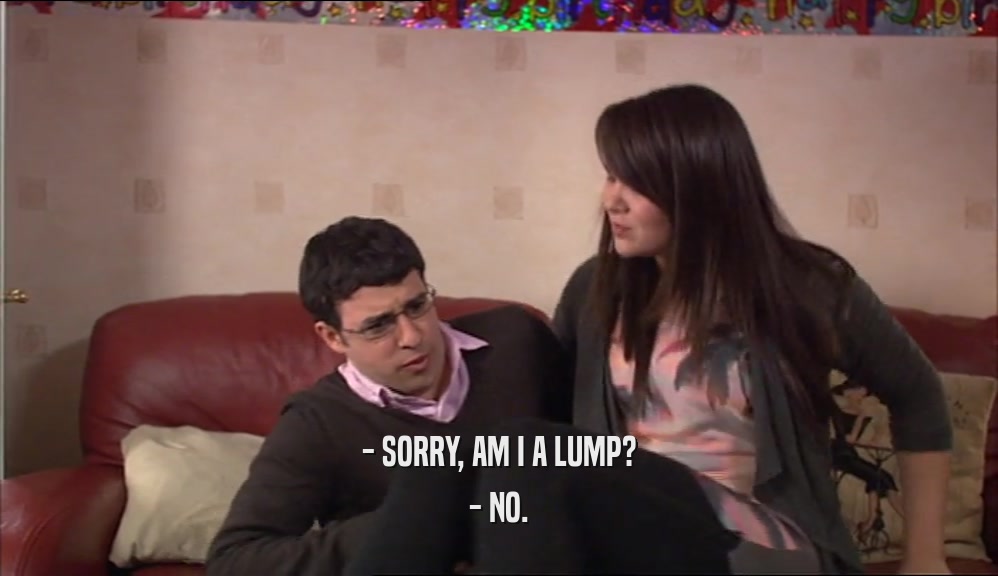 - SORRY, AM I A LUMP? - NO. 