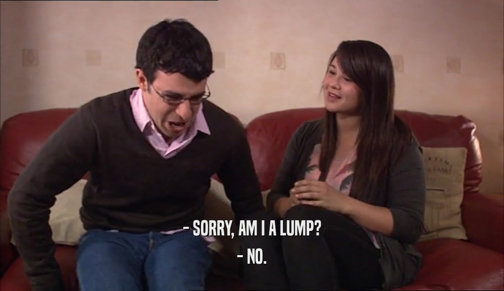 - SORRY, AM I A LUMP? - NO. 