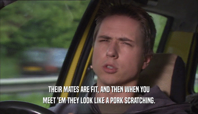 THEIR MATES ARE FIT, AND THEN WHEN YOU MEET 'EM THEY LOOK LIKE A PORK SCRATCHING. 