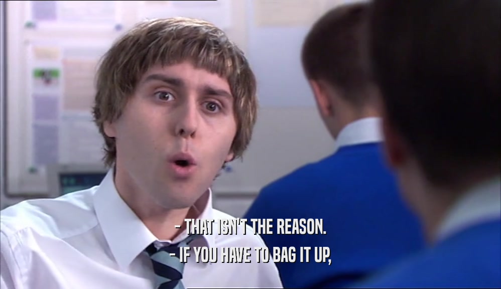 - THAT ISN'T THE REASON. - IF YOU HAVE TO BAG IT UP, 