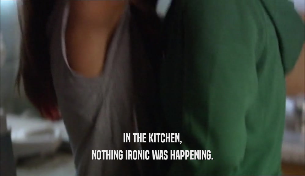IN THE KITCHEN, NOTHING IRONIC WAS HAPPENING. 