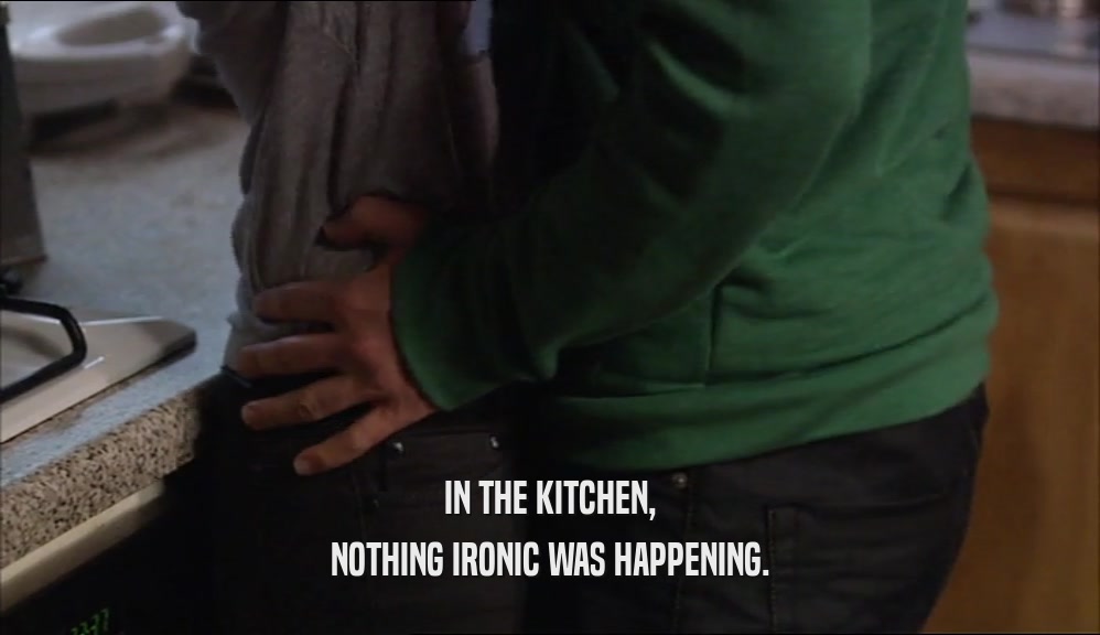 IN THE KITCHEN, NOTHING IRONIC WAS HAPPENING. 