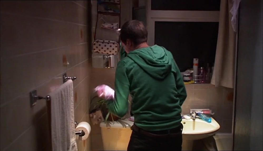 WHILST INHALING HIS GIRLFRIEND'S SISTER'S KNICKERS. 