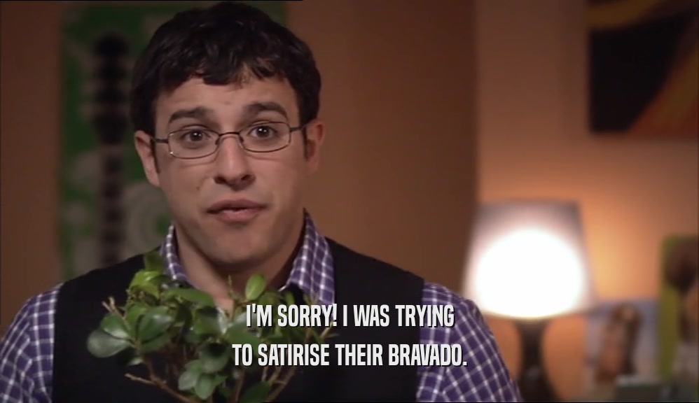 I'M SORRY! I WAS TRYING TO SATIRISE THEIR BRAVADO. 