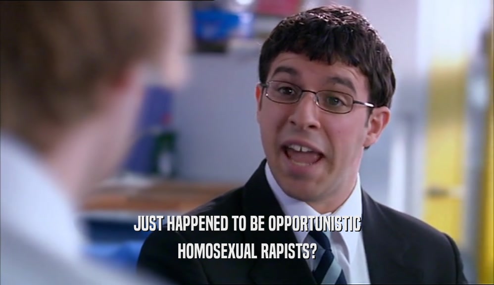JUST HAPPENED TO BE OPPORTUNISTIC
 HOMOSEXUAL RAPISTS?
 