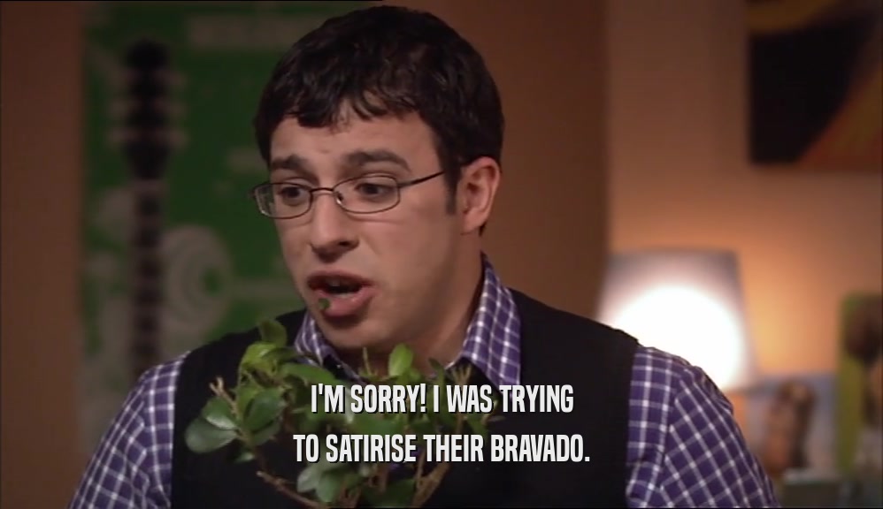 I'M SORRY! I WAS TRYING TO SATIRISE THEIR BRAVADO. 