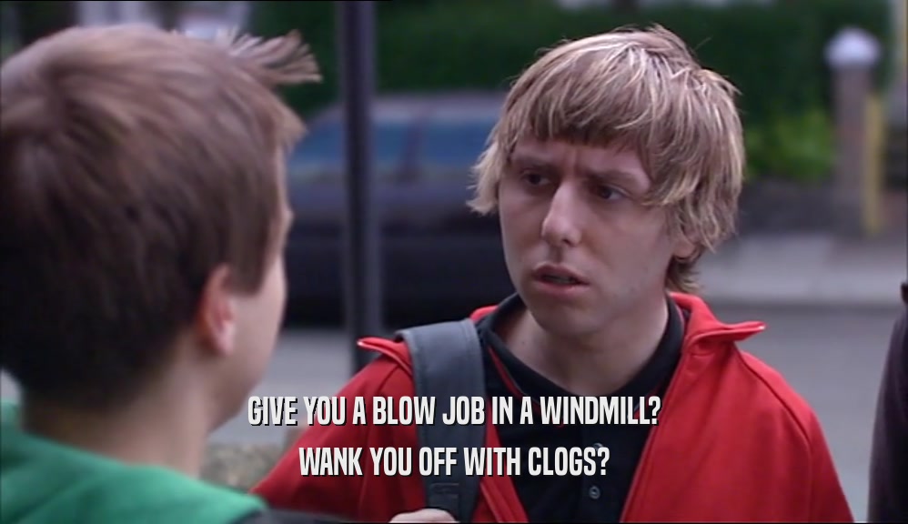 GIVE YOU A BLOW JOB IN A WINDMILL? WANK YOU OFF WITH CLOGS? 