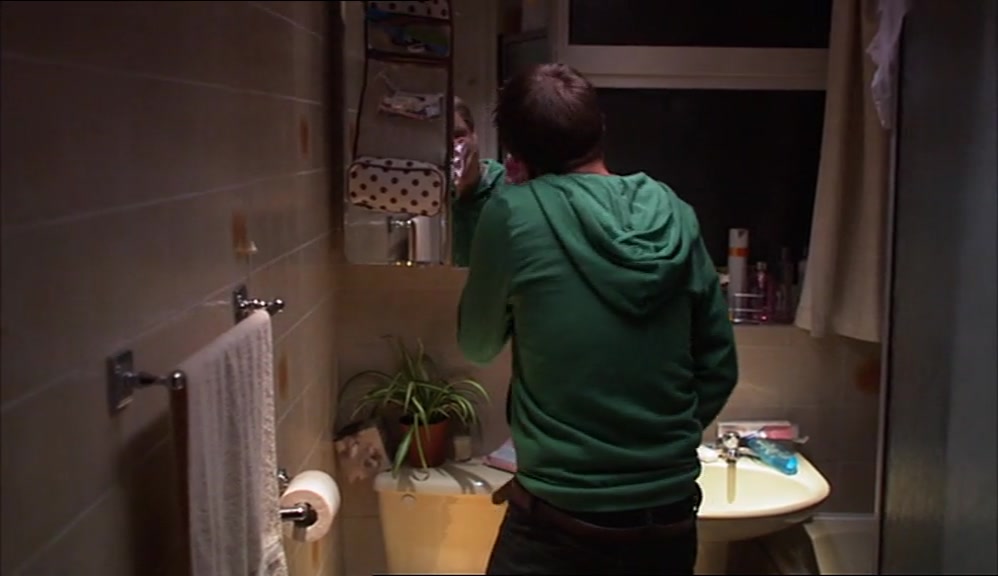 WHILST INHALING HIS GIRLFRIEND'S SISTER'S KNICKERS. 