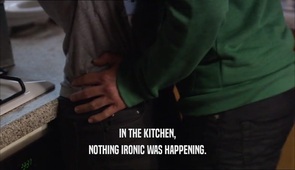 IN THE KITCHEN, NOTHING IRONIC WAS HAPPENING. 