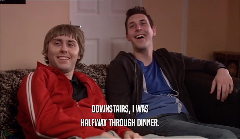 DOWNSTAIRS, I WAS HALFWAY THROUGH DINNER. 