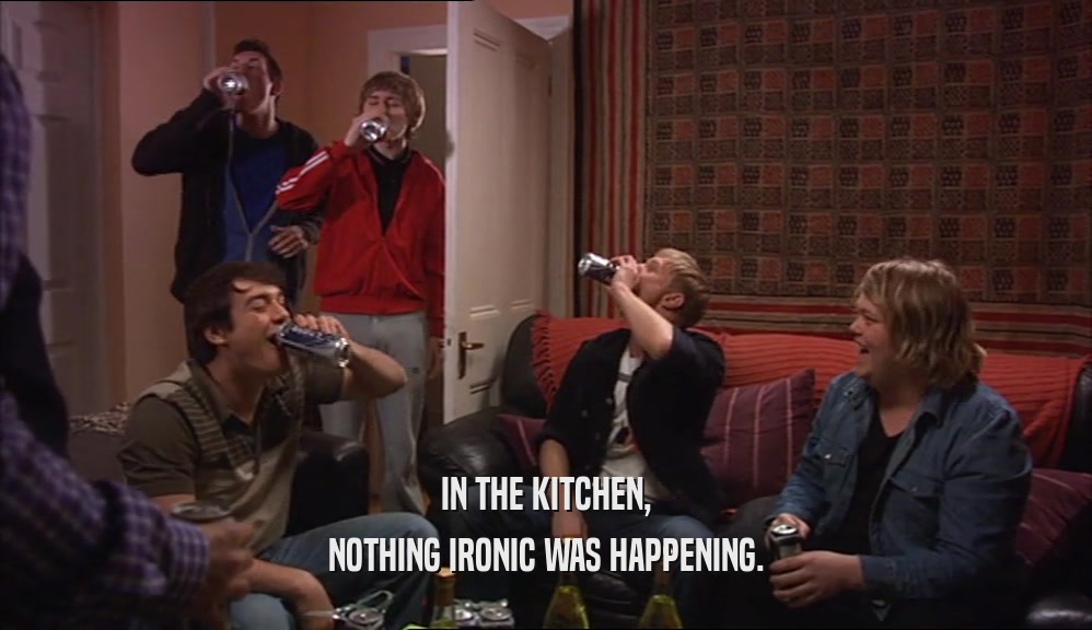 IN THE KITCHEN, NOTHING IRONIC WAS HAPPENING. 