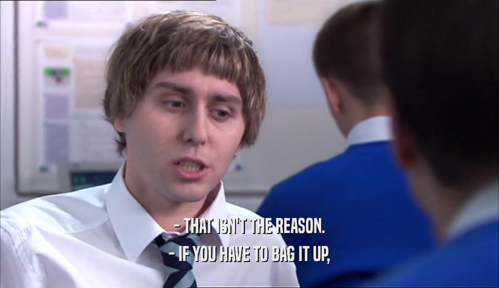 - THAT ISN'T THE REASON. - IF YOU HAVE TO BAG IT UP, 