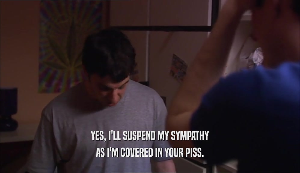 YES, I'LL SUSPEND MY SYMPATHY AS I'M COVERED IN YOUR PISS. 