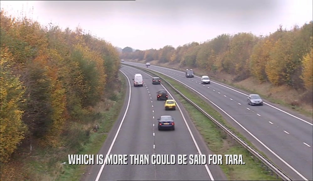 WHICH IS MORE THAN COULD BE SAID FOR TARA.  