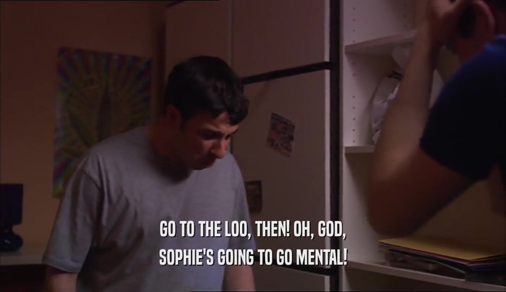GO TO THE LOO, THEN! OH, GOD, SOPHIE'S GOING TO GO MENTAL! 