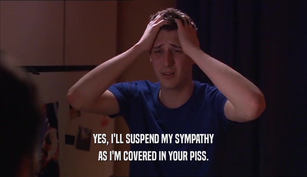 YES, I'LL SUSPEND MY SYMPATHY AS I'M COVERED IN YOUR PISS. 