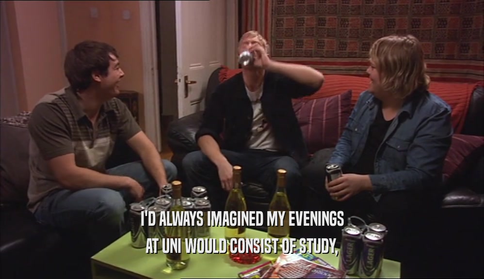 I'D ALWAYS IMAGINED MY EVENINGS AT UNI WOULD CONSIST OF STUDY, 