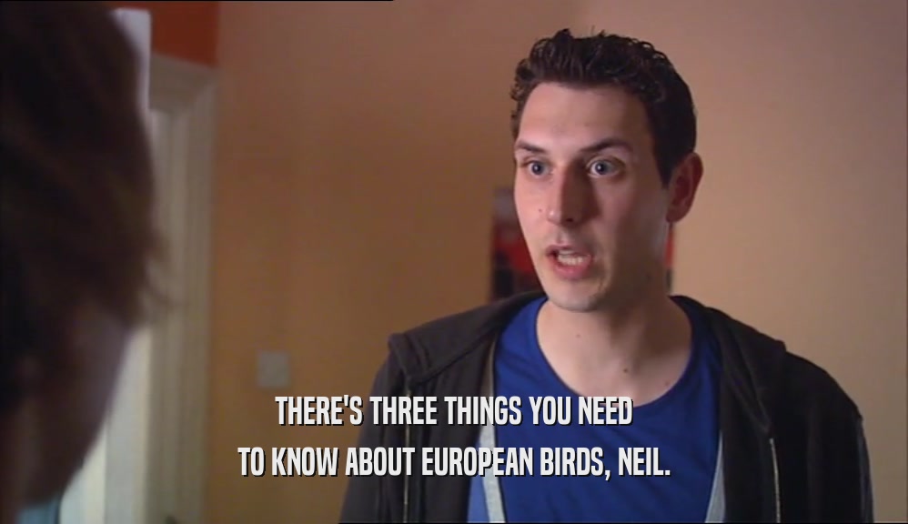 THERE'S THREE THINGS YOU NEED TO KNOW ABOUT EUROPEAN BIRDS, NEIL. 