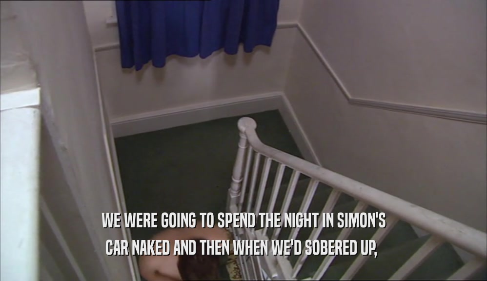 WE WERE GOING TO SPEND THE NIGHT IN SIMON'S CAR NAKED AND THEN WHEN WE'D SOBERED UP,  