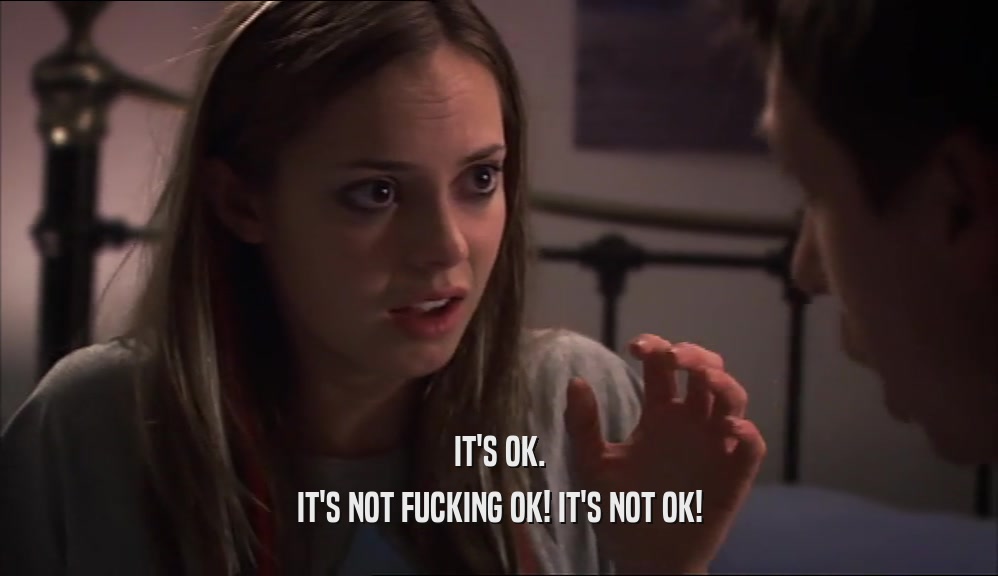 IT'S OK. IT'S NOT FUCKING OK! IT'S NOT OK! 