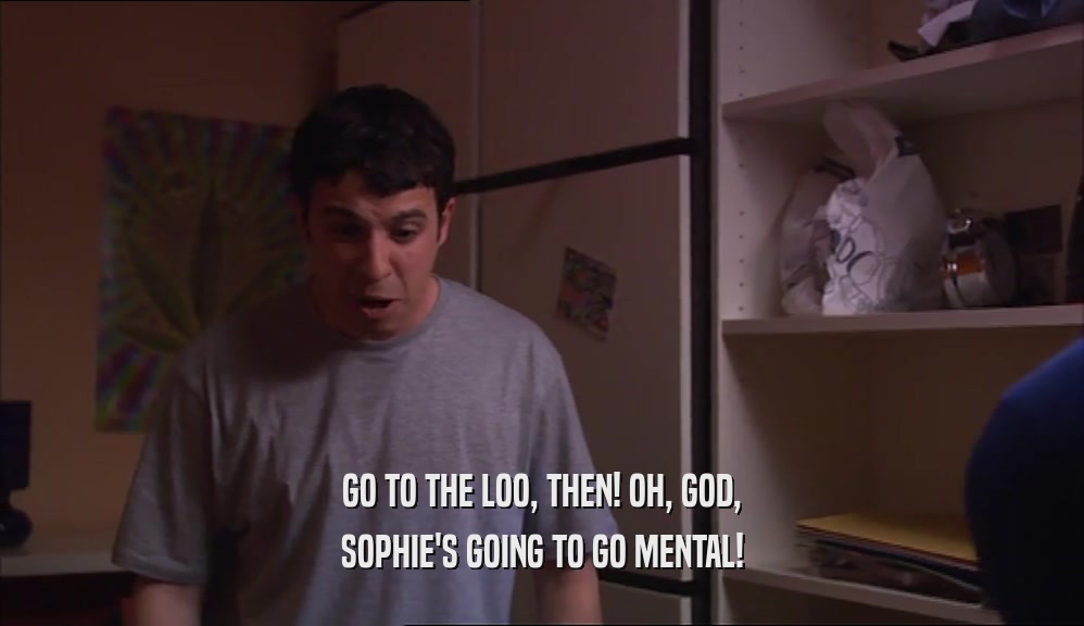 GO TO THE LOO, THEN! OH, GOD, SOPHIE'S GOING TO GO MENTAL! 