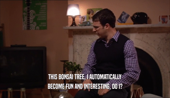 THIS BONSAI TREE, I AUTOMATICALLY
 BECOME FUN AND INTERESTING, DO I?
 