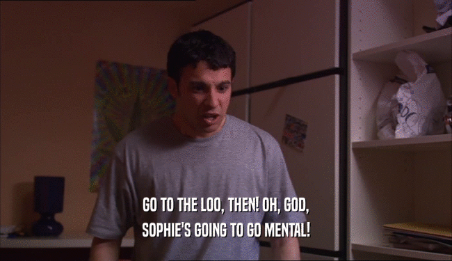 GO TO THE LOO, THEN! OH, GOD, SOPHIE'S GOING TO GO MENTAL! 
