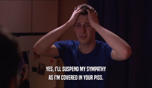 YES, I'LL SUSPEND MY SYMPATHY AS I'M COVERED IN YOUR PISS. 
