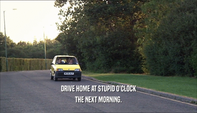 DRIVE HOME AT STUPID O'CLOCK THE NEXT MORNING. 