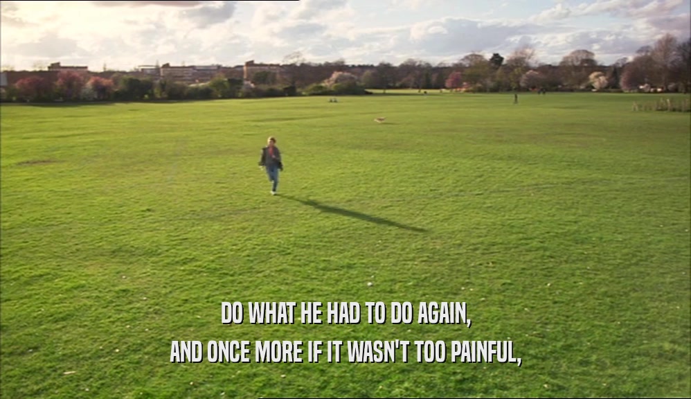 DO WHAT HE HAD TO DO AGAIN, AND ONCE MORE IF IT WASN'T TOO PAINFUL, 