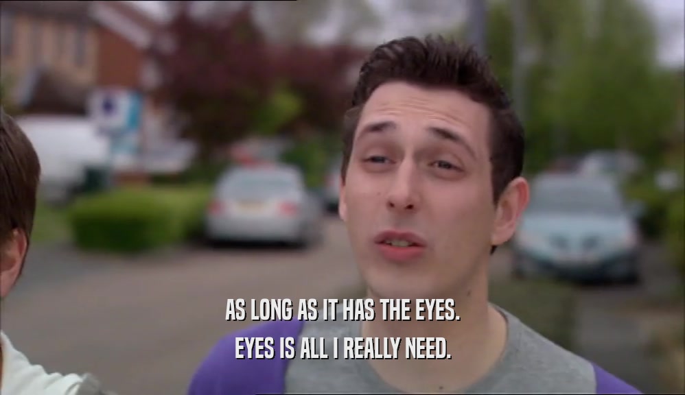 AS LONG AS IT HAS THE EYES. EYES IS ALL I REALLY NEED. 