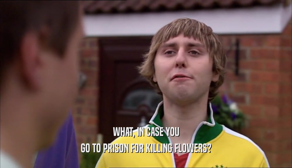 WHAT, IN CASE YOU GO TO PRISON FOR KILLING FLOWERS? 