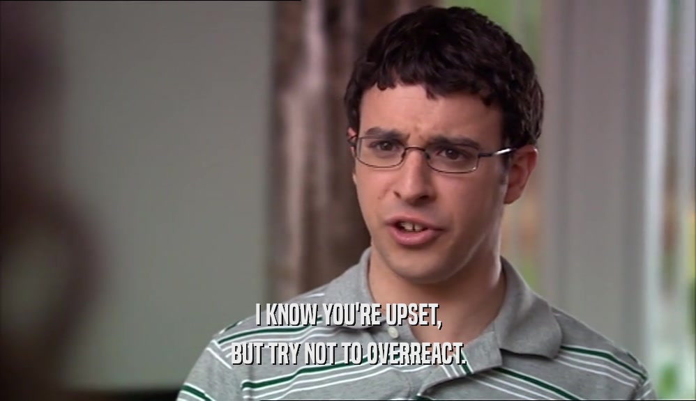 I KNOW YOU'RE UPSET, BUT TRY NOT TO OVERREACT. 