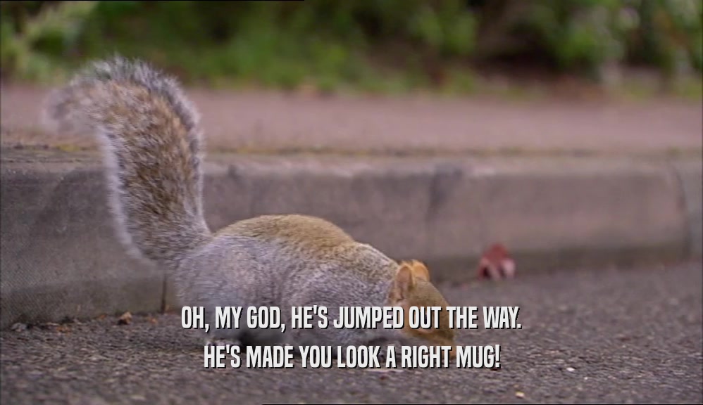 OH, MY GOD, HE'S JUMPED OUT THE WAY. HE'S MADE YOU LOOK A RIGHT MUG! 