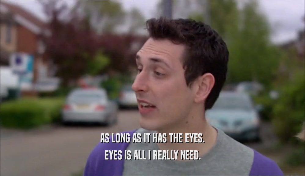 AS LONG AS IT HAS THE EYES. EYES IS ALL I REALLY NEED. 