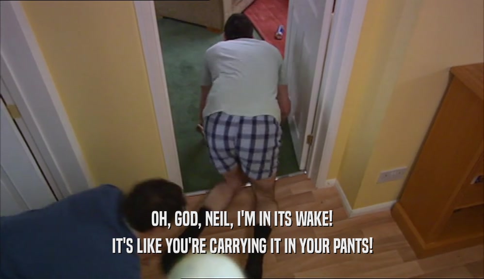 OH, GOD, NEIL, I'M IN ITS WAKE! IT'S LIKE YOU'RE CARRYING IT IN YOUR PANTS! 