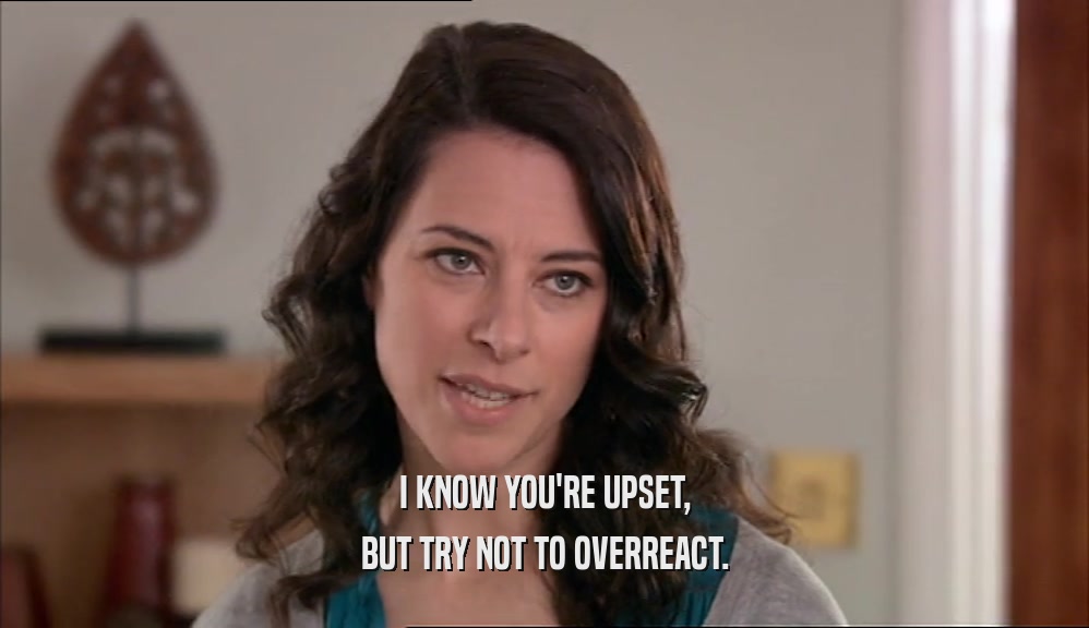 I KNOW YOU'RE UPSET, BUT TRY NOT TO OVERREACT. 