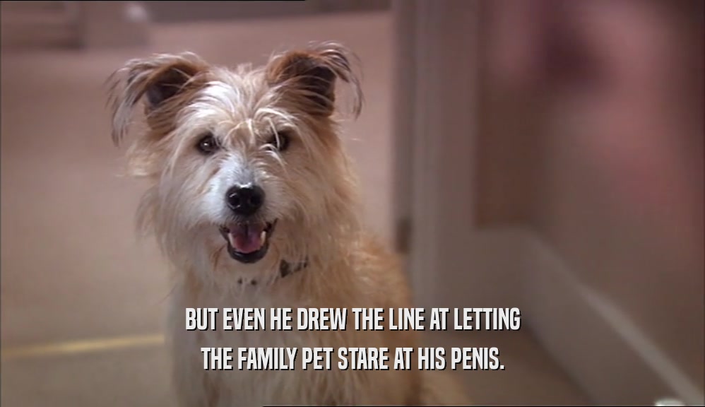 BUT EVEN HE DREW THE LINE AT LETTING
 THE FAMILY PET STARE AT HIS PENIS.
 