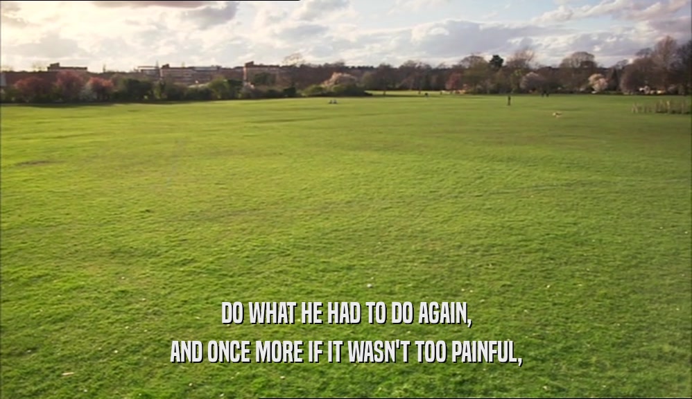 DO WHAT HE HAD TO DO AGAIN, AND ONCE MORE IF IT WASN'T TOO PAINFUL, 