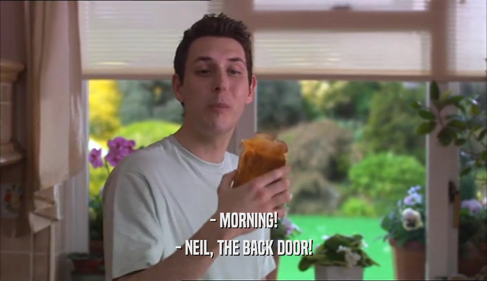 - MORNING! - NEIL, THE BACK DOOR! 