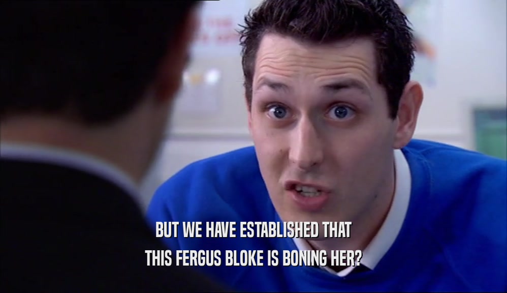 BUT WE HAVE ESTABLISHED THAT THIS FERGUS BLOKE IS BONING HER? 