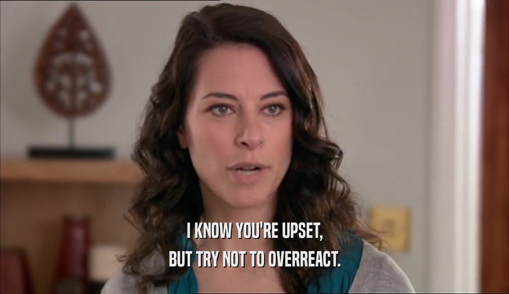 I KNOW YOU'RE UPSET, BUT TRY NOT TO OVERREACT. 