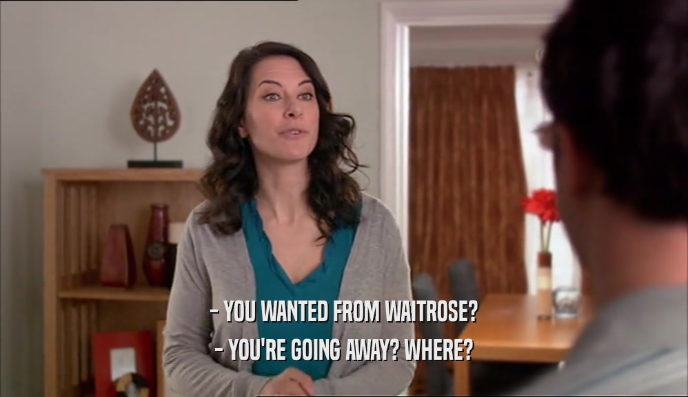 - YOU WANTED FROM WAITROSE? - YOU'RE GOING AWAY? WHERE? 