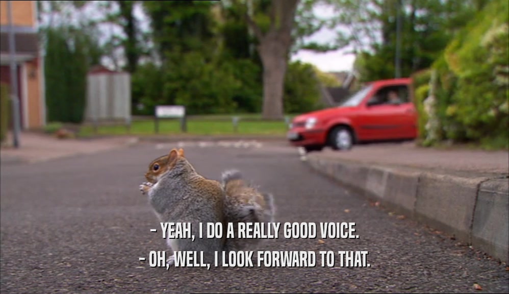 - YEAH, I DO A REALLY GOOD VOICE. - OH, WELL, I LOOK FORWARD TO THAT. 