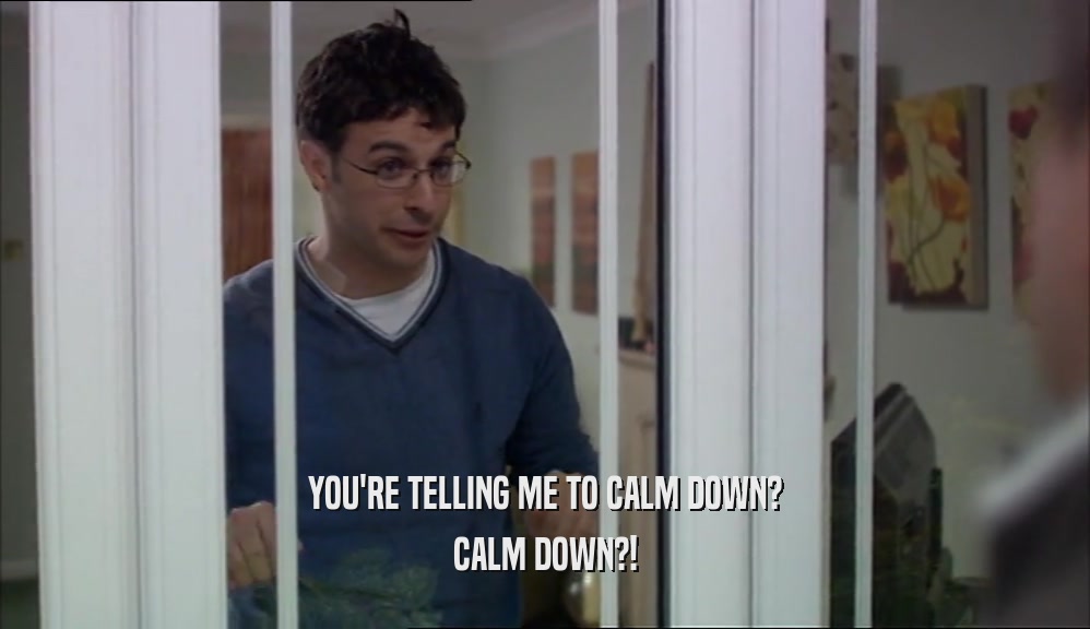 YOU'RE TELLING ME TO CALM DOWN? CALM DOWN?! 