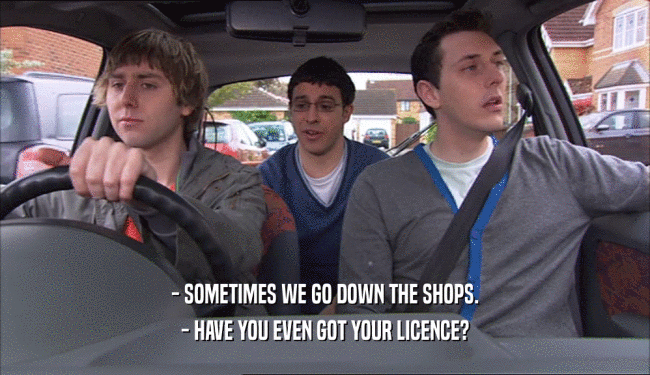 - SOMETIMES WE GO DOWN THE SHOPS. - HAVE YOU EVEN GOT YOUR LICENCE? 