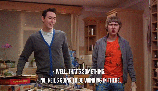 - WELL, THAT'S SOMETHING. - NO, NEIL'S GOING TO BE WANKING IN THERE. 
