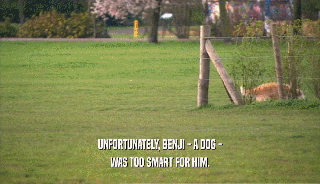 UNFORTUNATELY, BENJI - A DOG - WAS TOO SMART FOR HIM. 