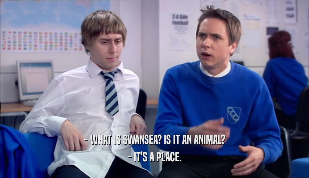 - WHAT IS SWANSEA? IS IT AN ANIMAL? - IT'S A PLACE. 